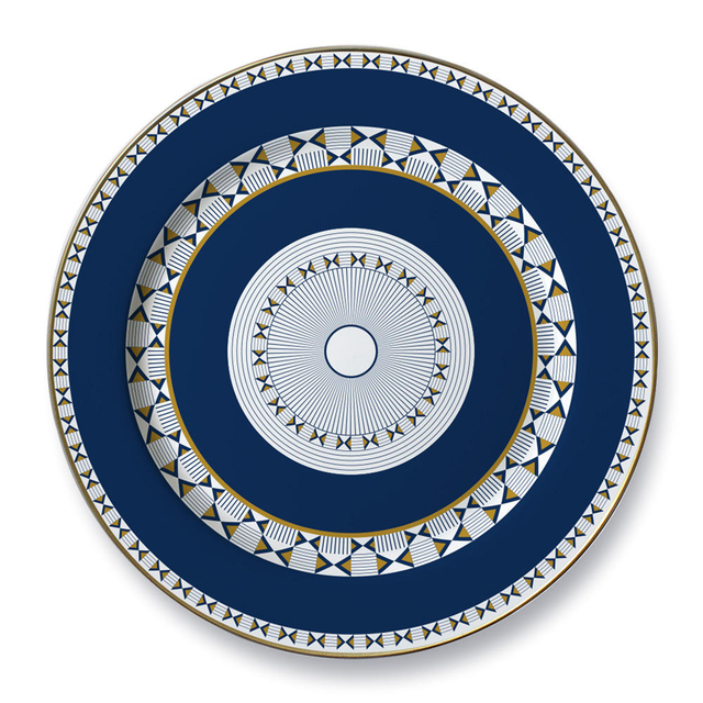 Blue Geometry Bone China Plate Set