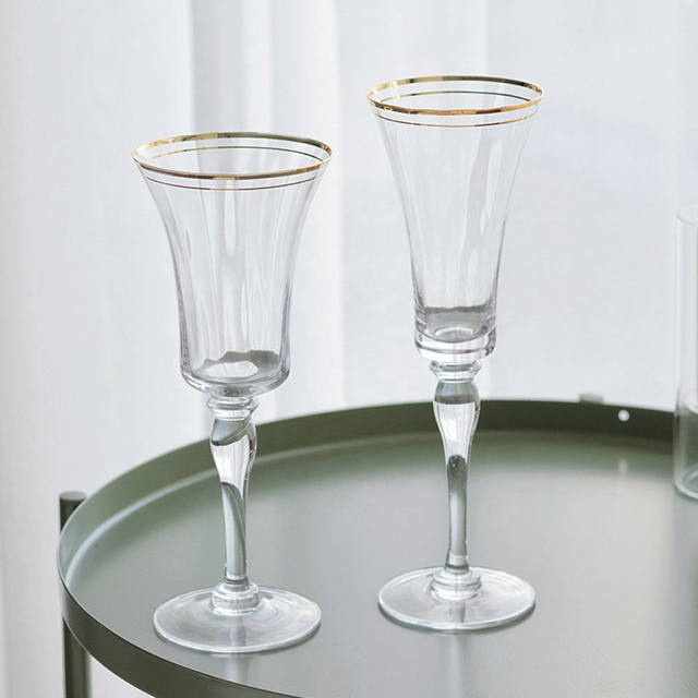 Wedding Cup Handmade Gold Rim Glassware