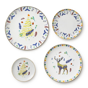 Christmas Gold Rim Plate Set