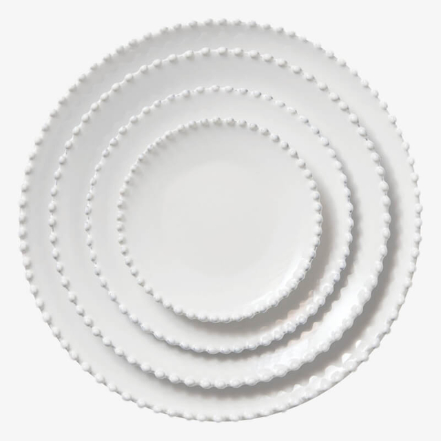 Embossed Bone China Plate with Beaded Edge