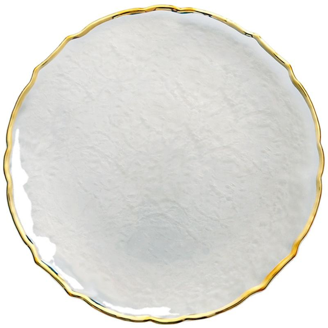 Gold Rimmed Flower Edge Glass Wedding Charger Plate