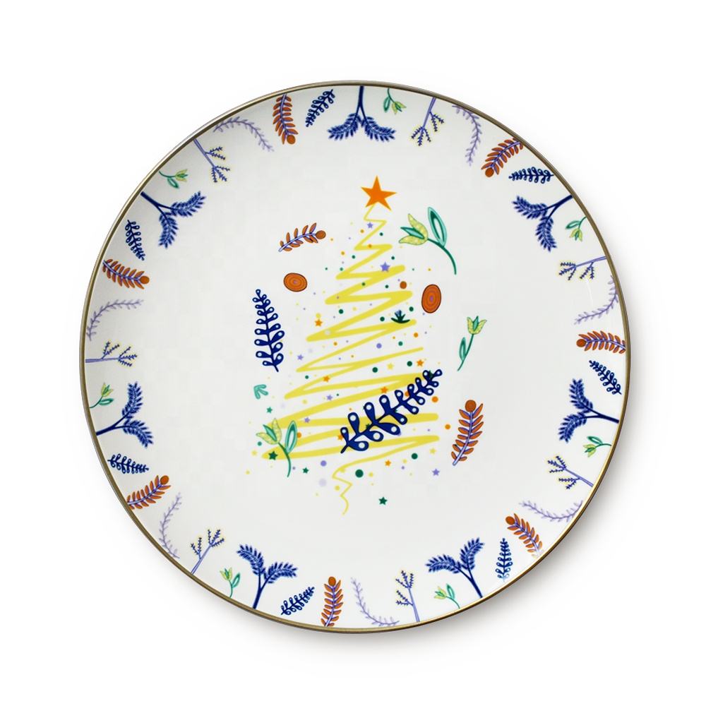 Christmas Gold Rim Plate Set