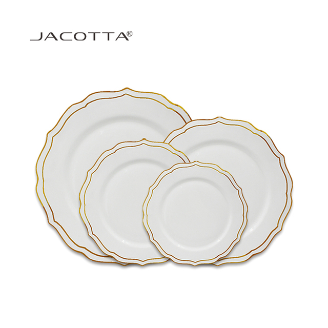 White Gold Porcelain Dinner Set