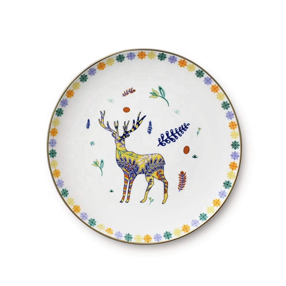 Christmas Gold Rim Plate Set