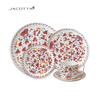 Red Side Plates Set of 4 Porcelain Dessert Appetizer Plates Dinner Service for Kitchen Dining Table