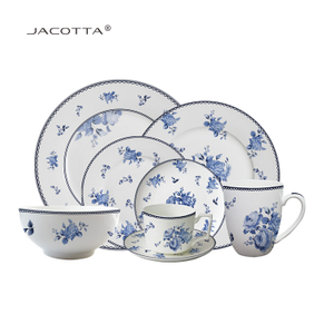 Blue Plates Sets Dinnerware with Plates Bowl And Mug Cup