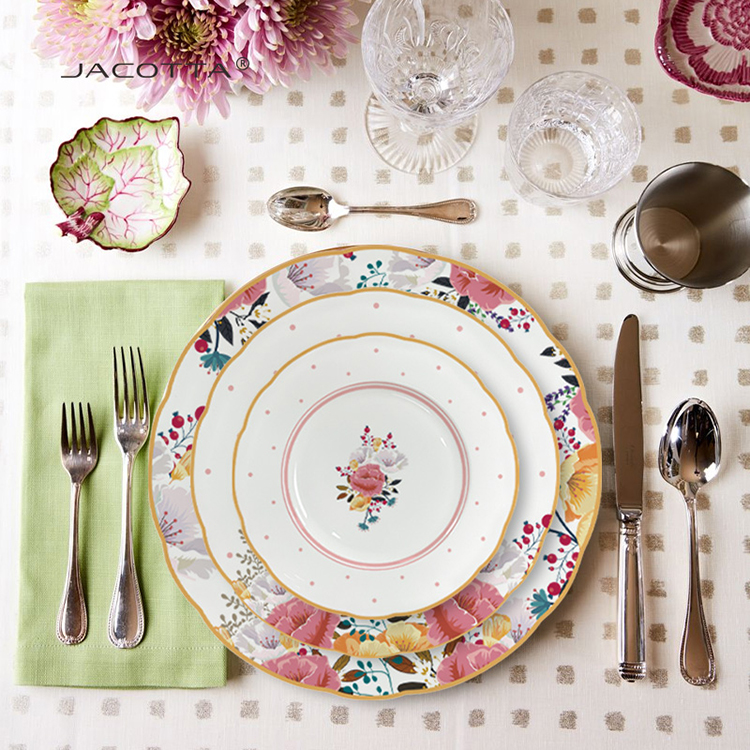 Pink Rose Porcelain Dinner Set Classic Dinnerware